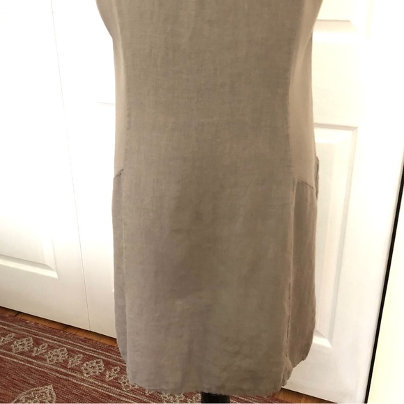 Lina Tomei Linen Beaded Neck Italian Dress sz L - Picture 6 of 11